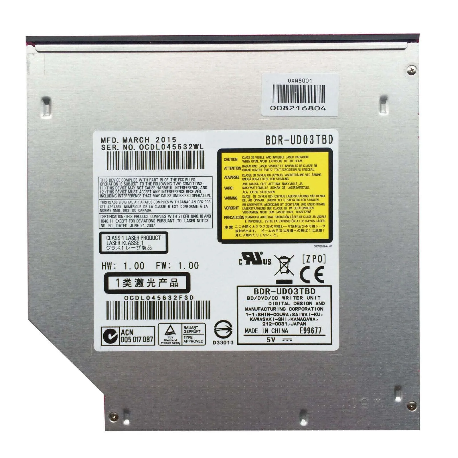 BDR-UD03 UD02 9.5mm SATA 6X 3D Blu-ray graveur BD-RE DL double couche Bluray graveur Super mince ordinateur portable interne SATA lecteur optique