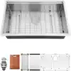 30x19 INCH Handmade 304 Stainless Steel Single Bowl Undermount Kitchen Sink Durable 16 Gauge Stainless Steel Construction 1