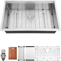 30x19 INCH Handmade 304 Stainless Steel Single Bowl Undermount Kitchen Sink Durable 16 Gauge Stainless Steel Construction 1