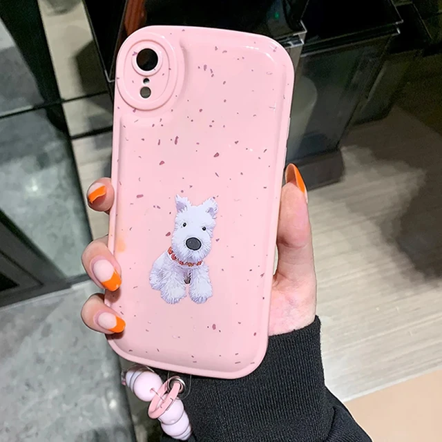 Korean Ins Pink Animal Dogs Phone Case Phone Chains Cute Iphone 13 11 12  Iphone 14 Case Pro Xs Max X Xr Cartoon Soft Phone Case - Mobile Phone Cases  & Covers - AliExpress