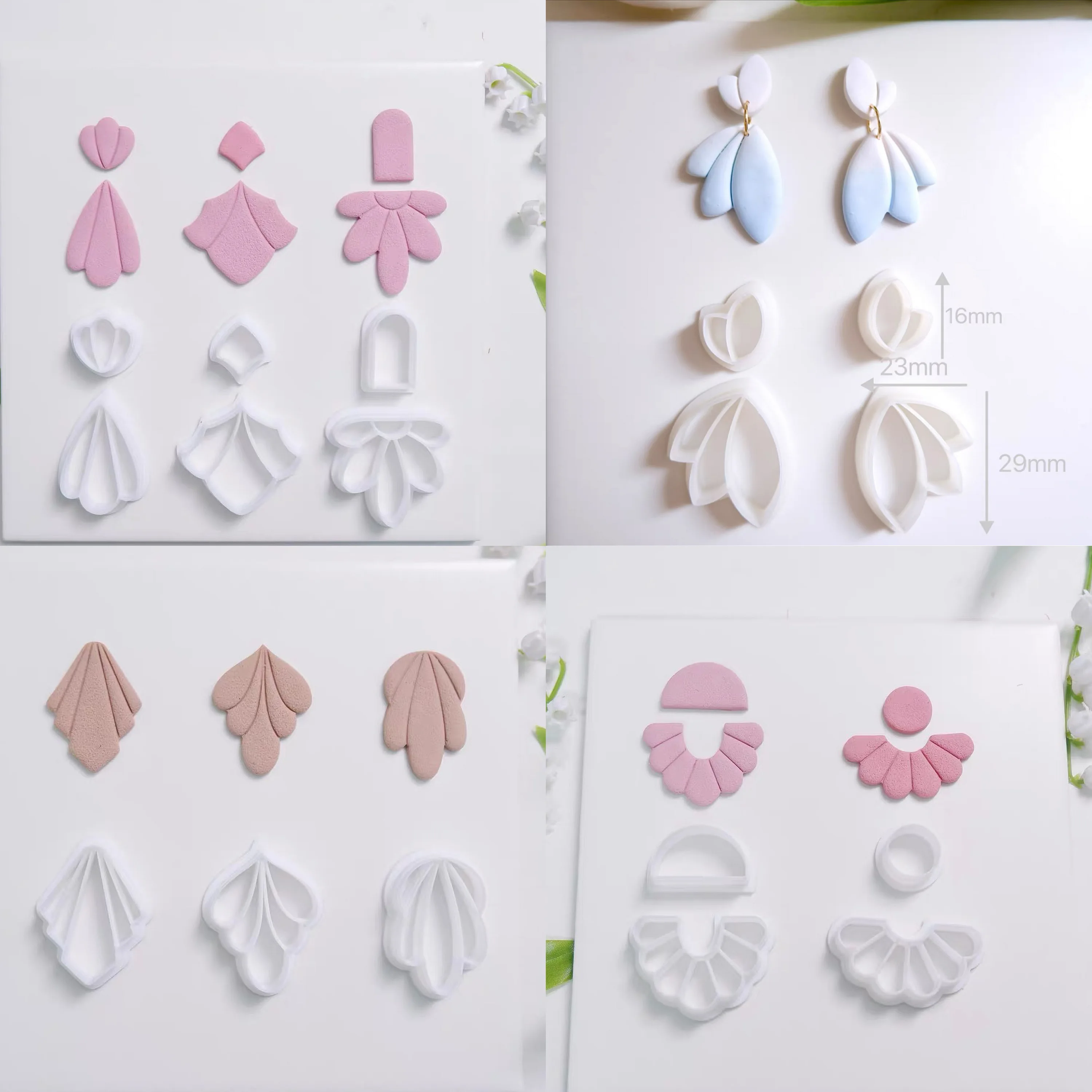 Multiple Minimalist Styles Hollow Shapes Polymer Clay Jewelry Cutters Geometric Pattern Earring Embosser Mold Earring Clay Molds