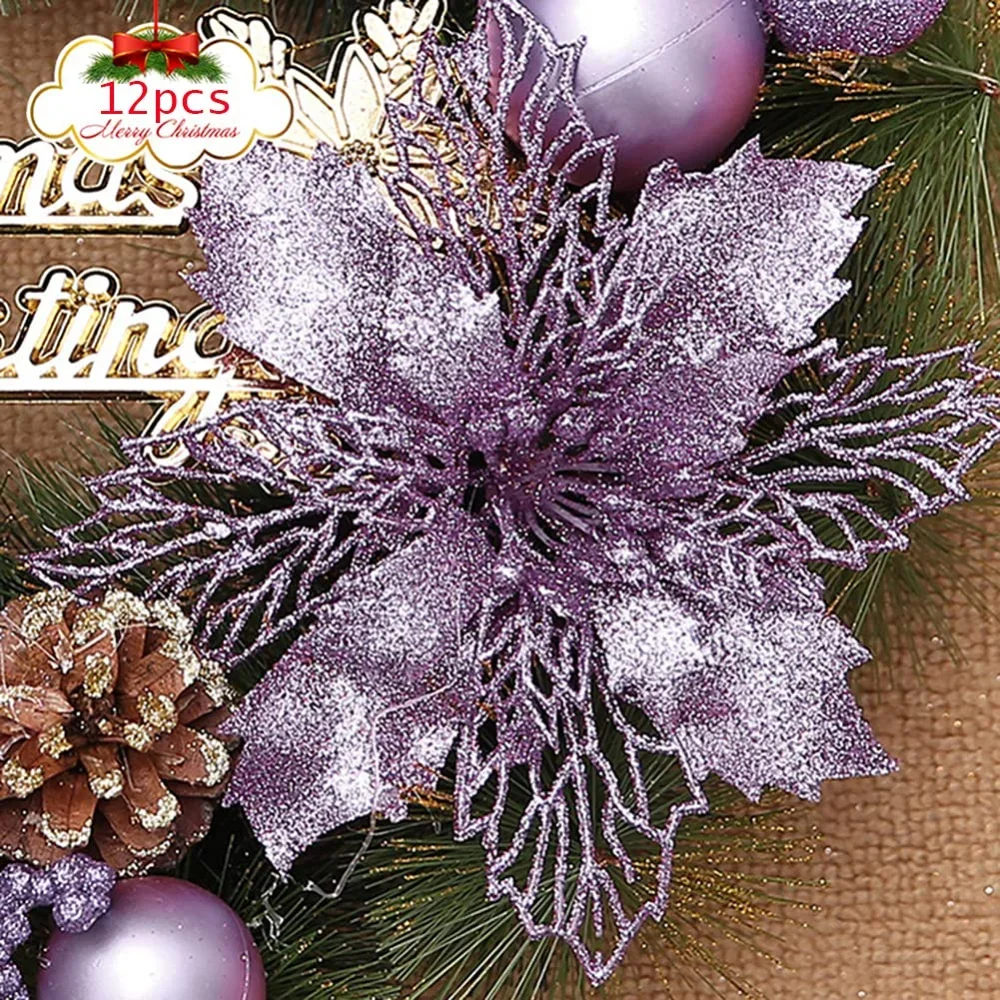 5/10pcs 11cm Artifical Christmas Flowers Xmas Tree Decorations for Home Fake Flower Christmas Ornaments Navidad New Year Decor