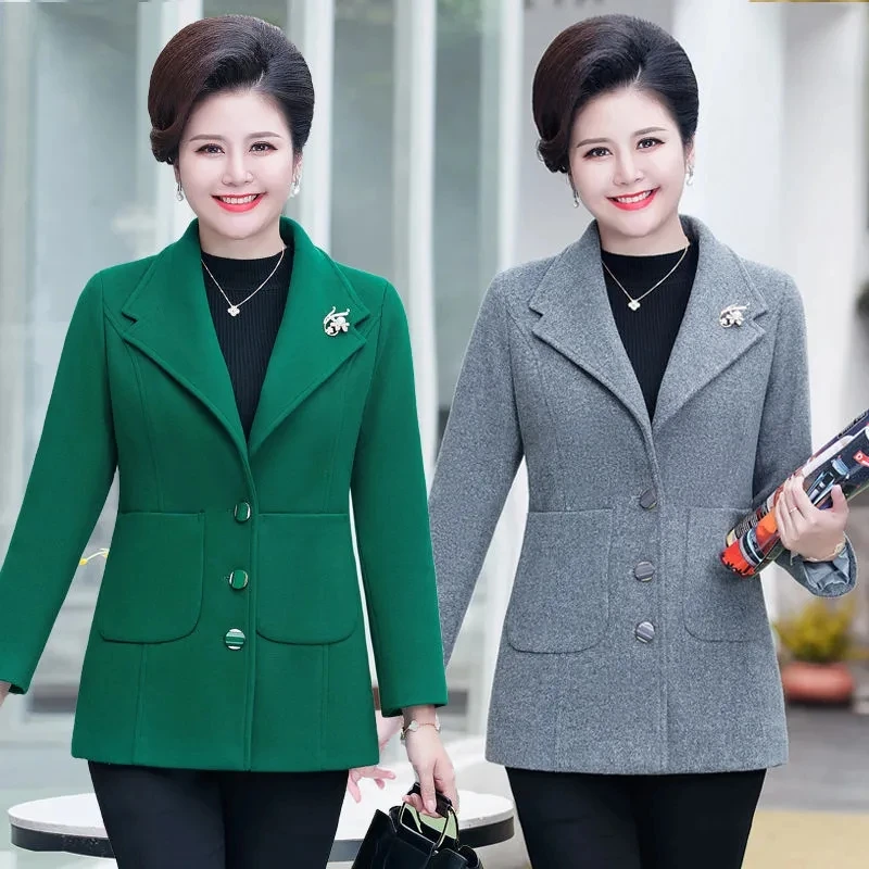 Fashion Short Woolen Female Western-style Middle-aged And Elderly Women's Mother Warm Cotton Tide In Autumn And .