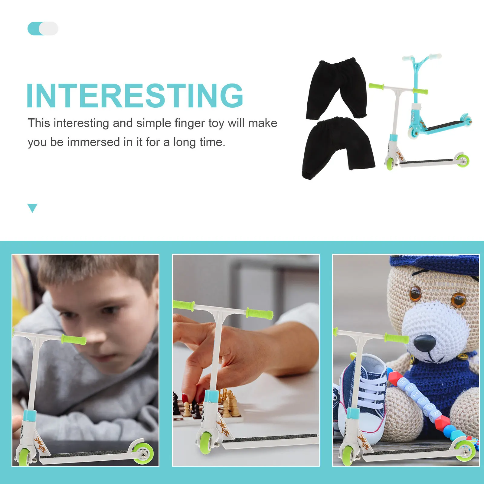 2세트 어린이용 핑거 스쿠터 손가락 기술력 장난감 핑거보드 스쿠터용 스케이트보드 키트
