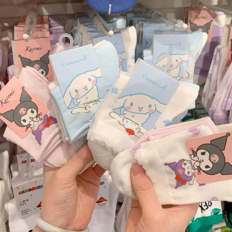 

Anime Kawaii Sanrio Cinnamon Dog Socks for Women Cartoon Kuromi Sweet Japanese Girls Kids Mid-Calf Women's Socks Ins Versatile