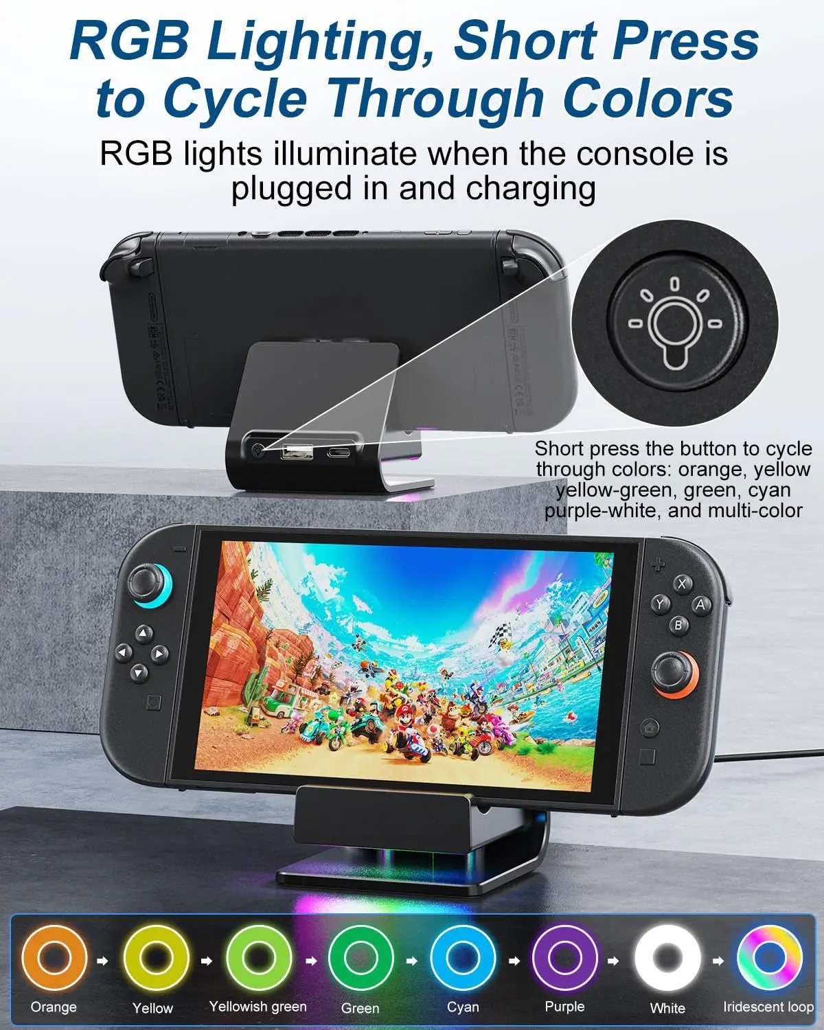 AOLION For Switch 2 Host Charging Stand Fast Charging Adjustable RGB NS2 Gaming Console Charging Stand 5