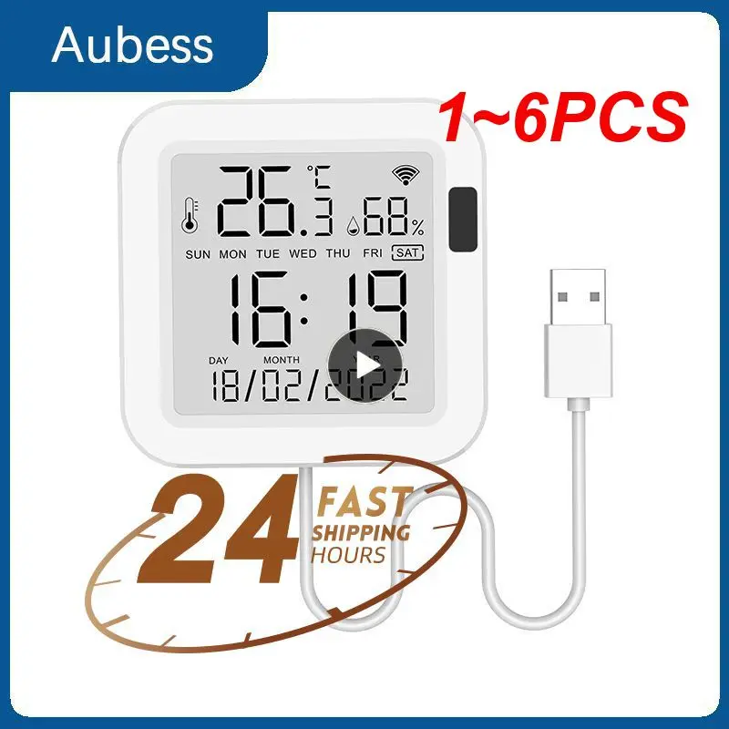 

1~6PCS Tuya Temperature and Humidity Smart Sensor With Backlight for Smart Home var WiFi SmartLife Work with Alexa