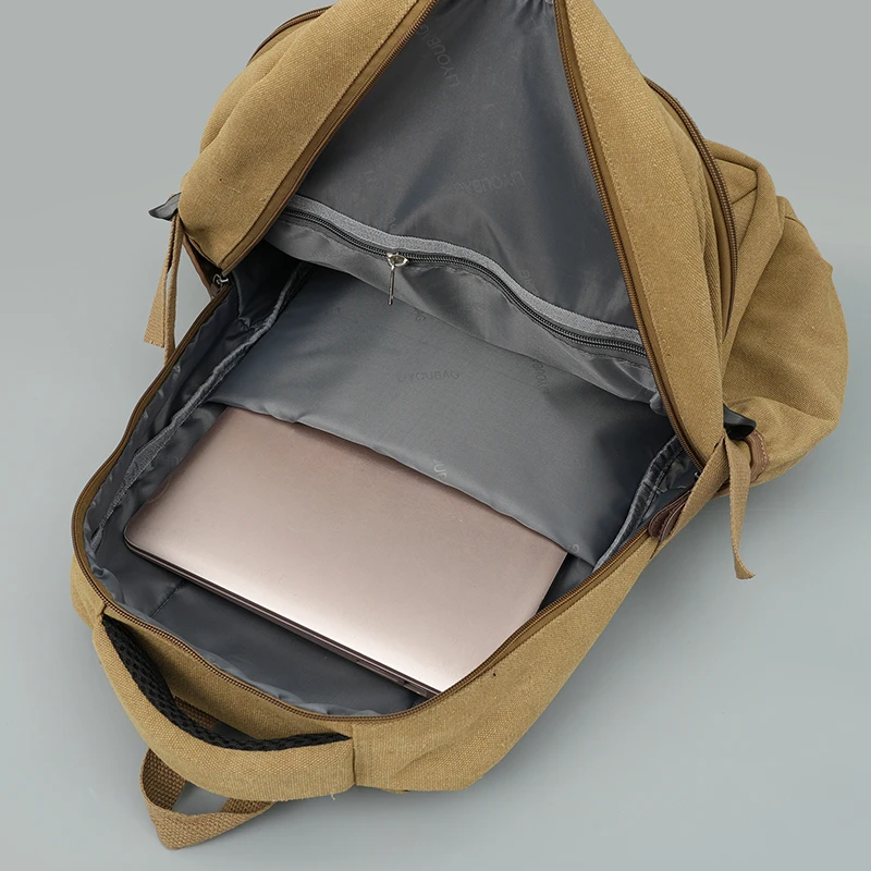 Men's canvas backpack - with laptop compartment, padded shoulder straps, high-quality backpack, travel backpack