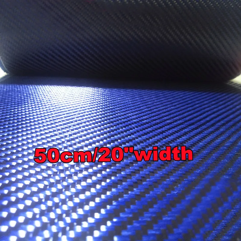 Twill Woven Blue Carbon Aramid Fabric / 2x2 0.28MM Thickness Carbon Kevlar  Fabric