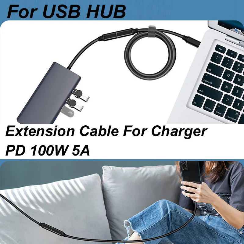 3/5M USB TYPE-C 3.1 Male to Female Extension Cable 10Gbps OTG Fast Charging Data Sync Transfer SSD Hard Disk PD 5A 100W 4K@60HZ