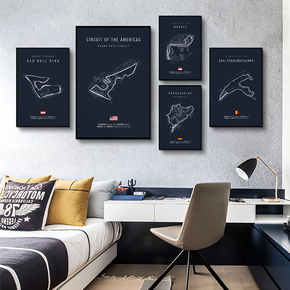 Formula 1 Racing Circuit Canvas Art: Aesthetic Motorsport Wall Decor