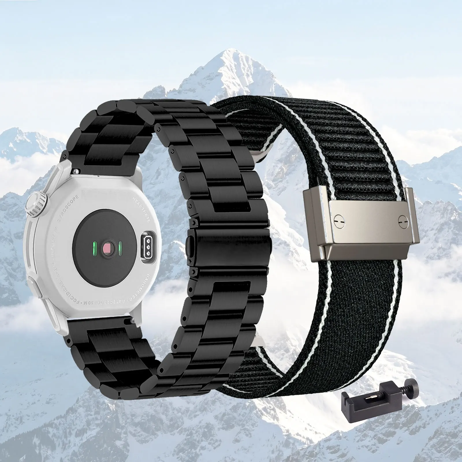 Dual Strap Set: Metal & Nylon Bands
