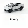 1:36 Tesla Cybertruck Pickup SUV Alloy Car Model Diecast Metal Toy Off-Road Vehicle Pull Back Truck Sound Light Toy Collection - Silvery No box