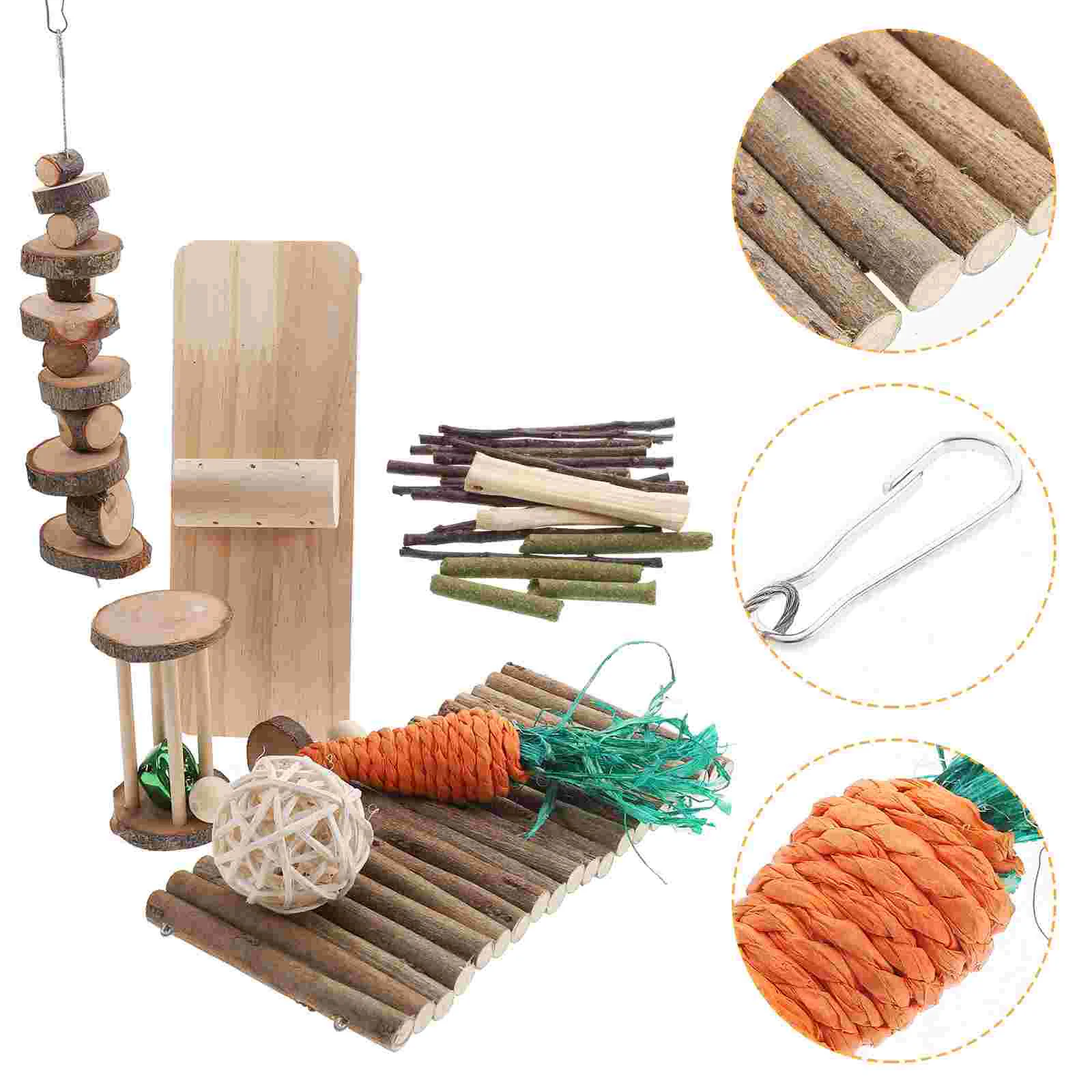 

Rat Cage Accessories Toy Bunny Kit Pet Rabbit Toys for Rabbits Wooden Chinchilla Household Hamster Guinea Pig
