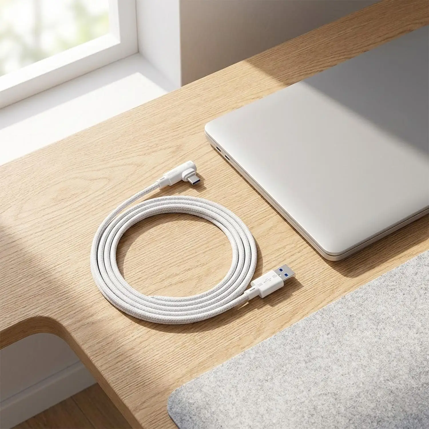 10A 고속 충전 USB-C 케이블 USB 타입 C 직각 나일론 편조 충전기 와이어 아이폰 삼성용 데이터 전송 케이블