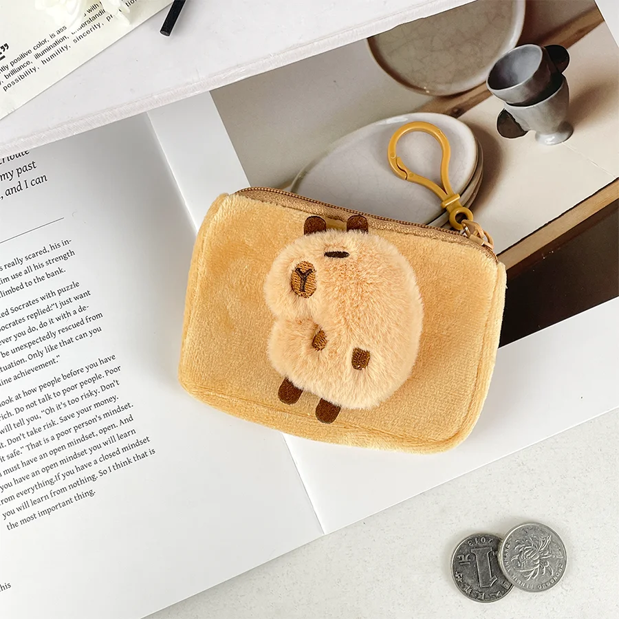 Cute capybara plush coin purse cartoon kapibala doll creative money bag school bag pendant fashion storage pouch storage bag