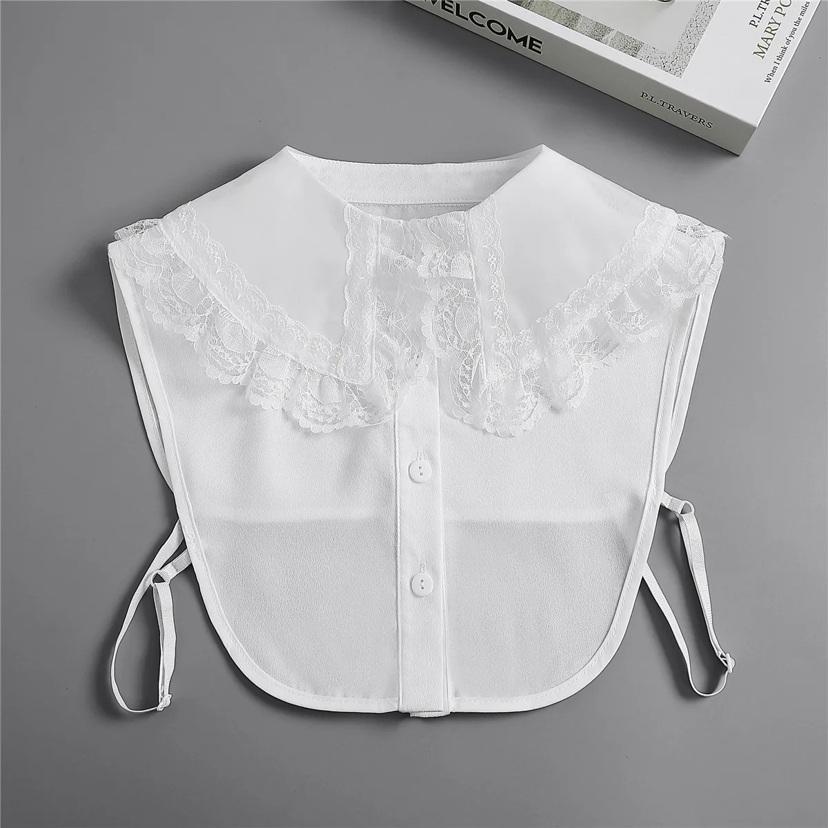 

Women Lace Cotton Fake Collar Detachable Collar Vintage Shirt Collar Blouse Top Ladies Big Mesh False Blouse Collar Half Shirt