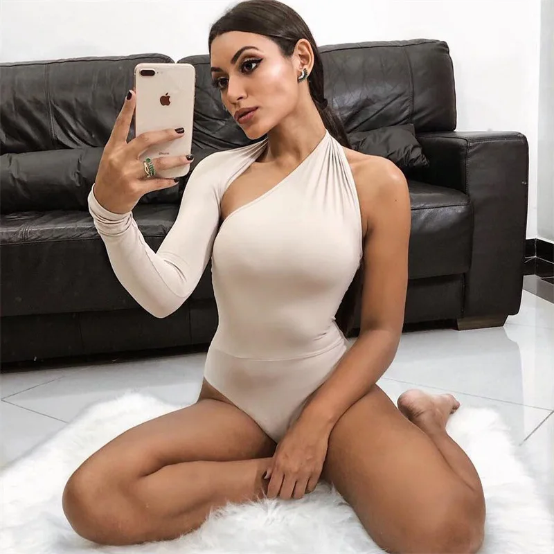 Fall Winter Fashion Women's Fashion Clothing Sexy Backless Halter Long Sleeve Tight Jumpsuit Women Bodysuit women s sport jumpsuit ribbed tight body suits sexy outfit fitness workout yoga long sleeve bodysuit zipper one piece bodysuit