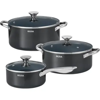6‑Piece Stackable Cookware Set – Black 1