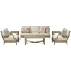 Clare View Outdoor Eucalyptus Wood Single Cushioned Lounge Chair, Beige,Garden Chair,Living Room 4