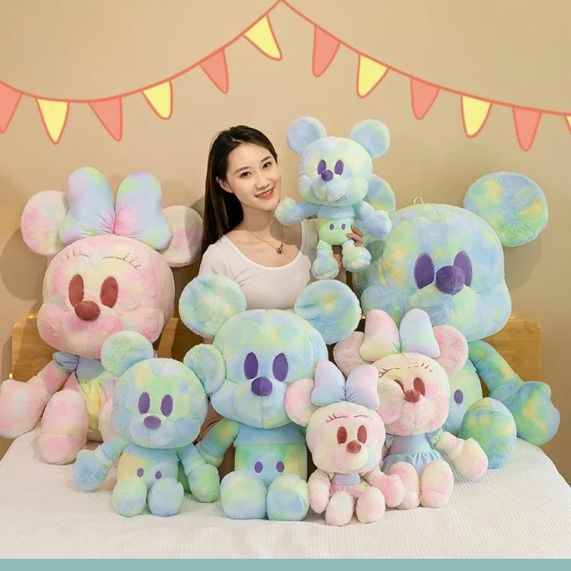 

60/75cm New Kawaii Disney Colorful Minnie Mickey Mouse Plush Toy Children' Birthday Gift Baby Doll Girl Pillow Christmas Present