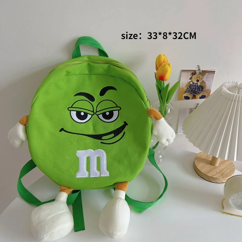 Kawaii Fashion Women Backpack Cute Quirky M Beans Shoulder Bag Ins Candy Colour Girls Heart Backpack Students Canvas Schoolbag