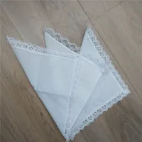 3Pcs 25x25cm 100% Cotton Women Lady Handkerchiefs White Color Embroidered Hankies Square Scarf DIY Painting 6