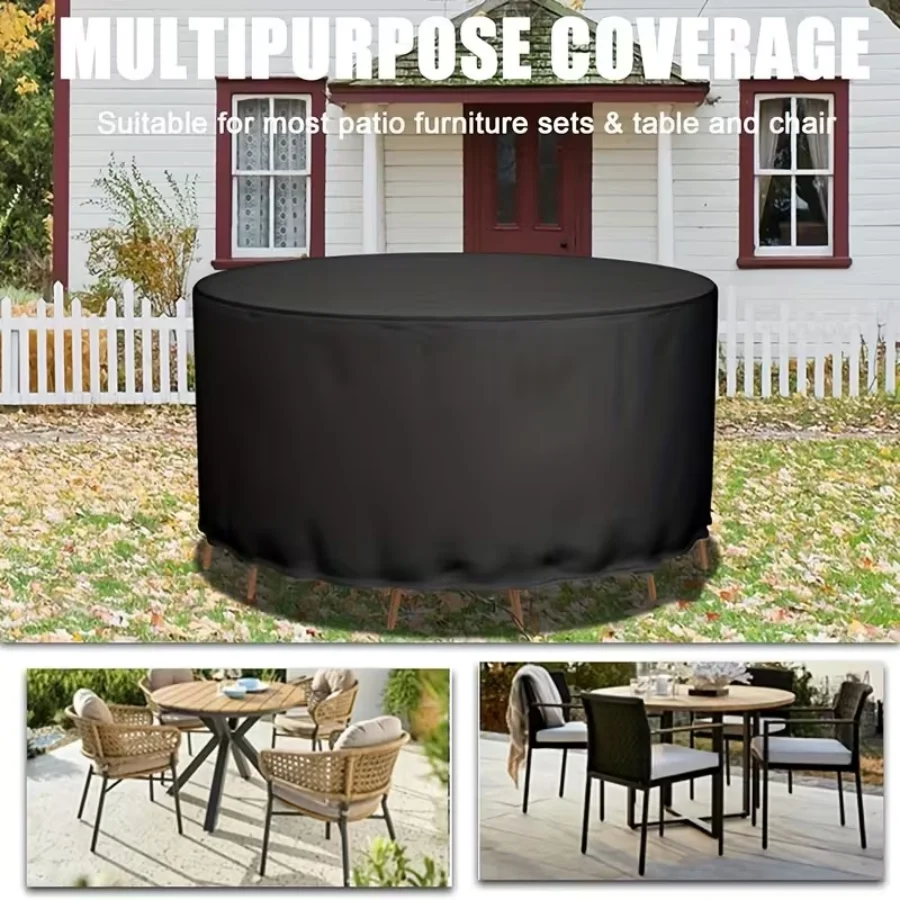 Waterproof Round Outdoor Furniture Protective Cover – Durable Oxford Fabric for Rain, Snow, and Dust Protection
