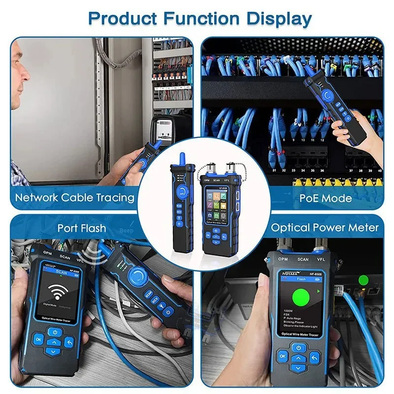 NOYAFA NF-8508 Network Cable Tester LCD Digital Rechargeable Network Line Finder Wire Tracker PoE Checker Optical Wire Meter