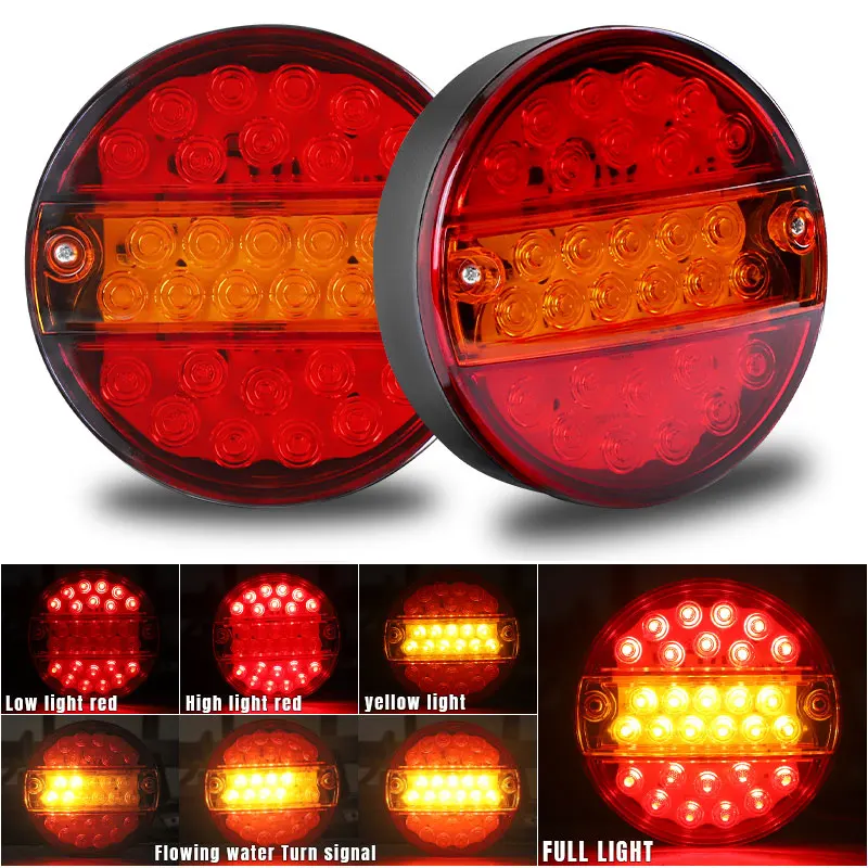 

5.5 inch 29 LED Tail Brake Light Round Rear Hamburger Light Turn Signal Lamp Stop Lamp For Car Truck Trailer Tractor Van 12V 24V