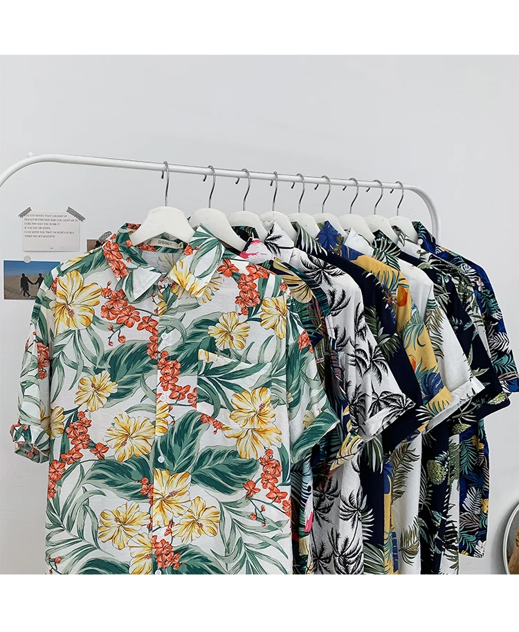 Privathinker Summer Men Casual Shirts Vintage Clothes Baggy Unisex Hawaiian Style Male Cardigan New Fashion Blouses Short Sleeve