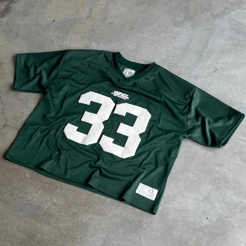 thumbnail image 1 of Camiseta Y2K de malla de secado rápido con número 33, ropa deportiva de fútbol, ropa de calle, camiseta de gran tamaño para hombres y mujeres, ropa de entrenamiento universitario, 1 of 4