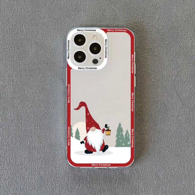 Festive Santa Claus Clear Phone Case - Cute Holiday Design, Durable Transparent Back Cover