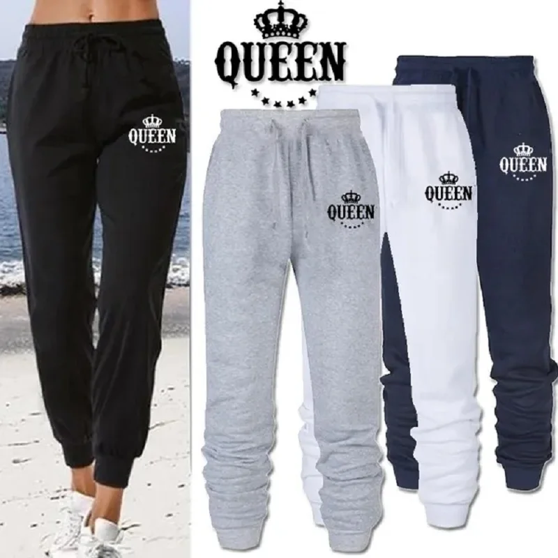 

New Fashion Men/Women Spring Autumn Sweatpants Casual Drawstring Pants Soft Sports Pants Queen Printed Sweatpants