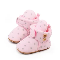 Toddler Baby Printed Cotton Boots Winter First Walkers Soft Sole Fur Snow Warm Booties Fleece Anti-Skid Shoes 0-18 months 3