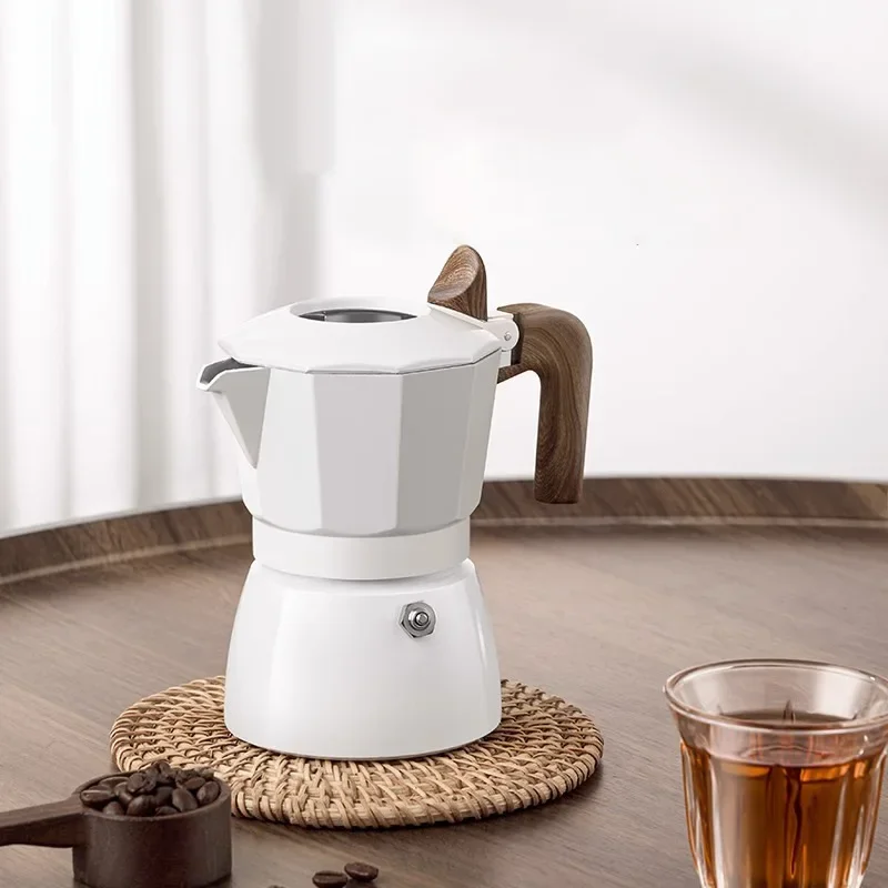 150ML Double-valve Moka Pot With Vintage Wooden Handle Espresso Maker Brewing Coffee Italian Cafe Pot Kitchen Cafe Accessories espresso coffee maker,coffee maker,coffee pot,espresso maker,coffee maker accessory