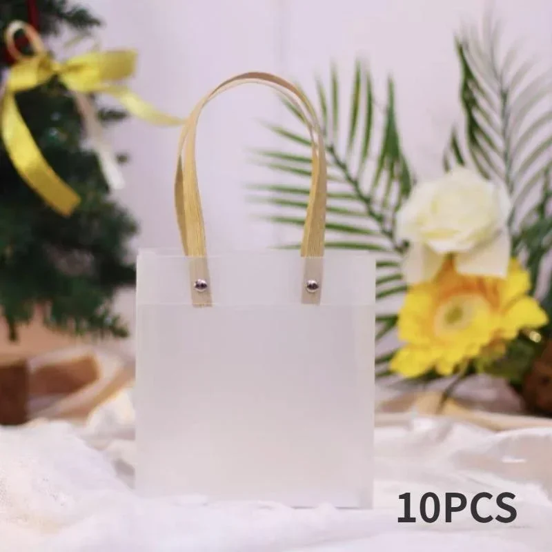 10pcs Holiday Gift Bags Eco Friendly Companion Gift Candy Bags Holiday Gift Birthday Gift Bags, Anniversary, Frosted Tote Bags