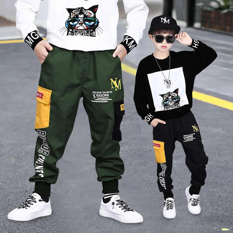 Pantaloni Jogging Bambini In Cotone E Poliestere | Neri Con Tasche | Per Scuola E Sport