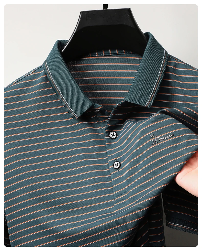 High quality luxury brand short sleeve polo shirt exquisite emboss comfort casual summer lapel T-shirt fashion stripe men's wear 16 Sb661f901a0ff4b83bc14eeca3a787a24t