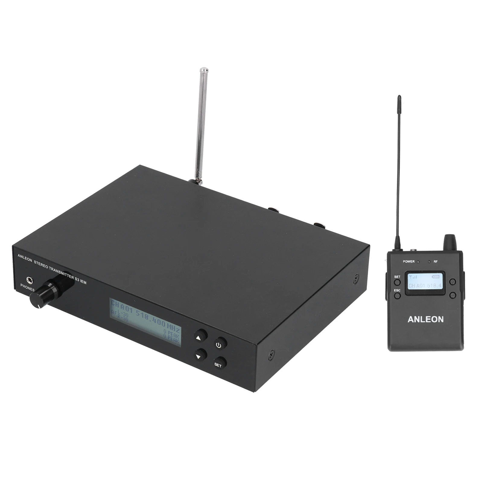 ANLEON S3 IEM Stereo Wireless In-Ear Monitor System Ear Return System 518-554MHz 110-240V with 2 Receivers