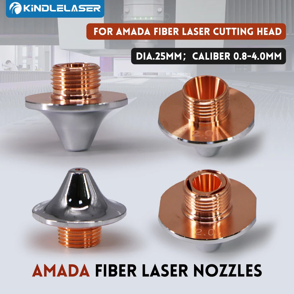 KINDLELASER OEM Amada Single/Double Layer Nozzles Dia.25mm H20 M12 Caliber 0.8-4.0mm for Fiber Laser Cutting Head
