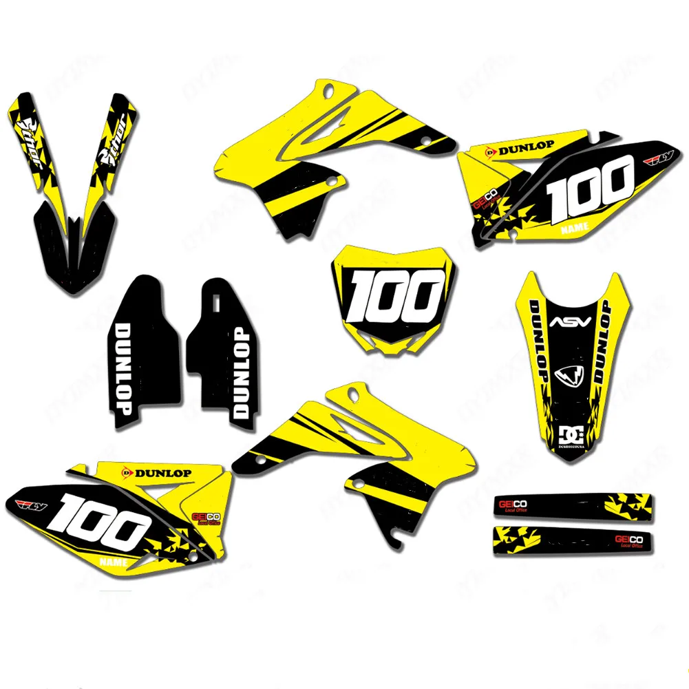 6 стилей наклейки с изображением команды графические фоны для Suzuki RMZ250 RMZ-250 2010 2011