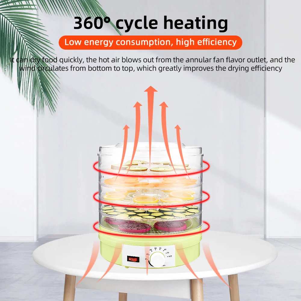 Dehydrators for Food and Jerky with 5 Drying Racks 350W 35-70℃ Fruit Dehydrator with Over Temperature Safety Protection 3