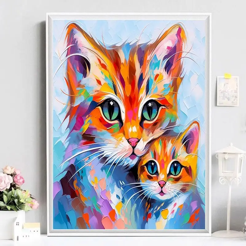 CHENISTORY DIY Paint By Numbers Kit for Adults - Cat, Acrylic Digital Oil Painting By Numbers Art on Canvas Home Decor Gift