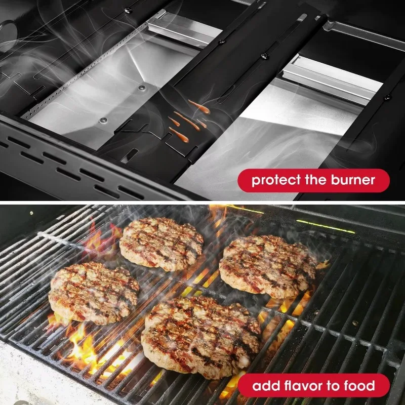 Universal Grill Heat Plates BBQ Gas Grilling Replacement Set Grill Burner Covers Heat Tent Flavorizer Bars for Most Gas