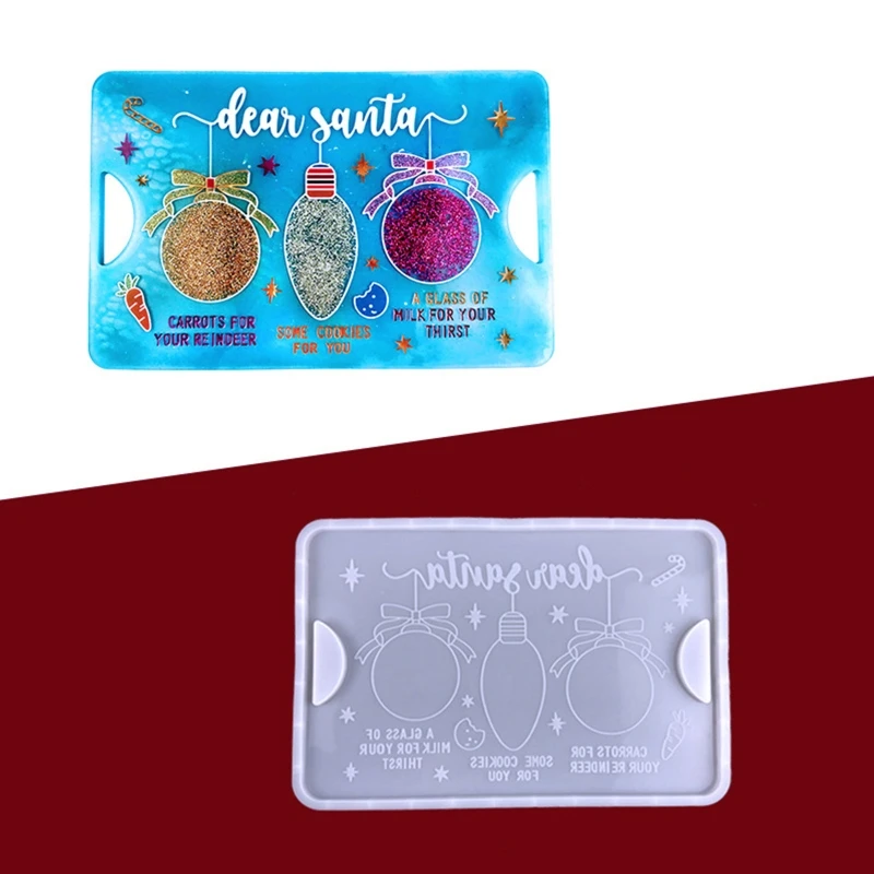 

Силиконовая форма для подставки для тарелок «сделай сам», экологически чистая рождественская прямоугольная форма для подноса для