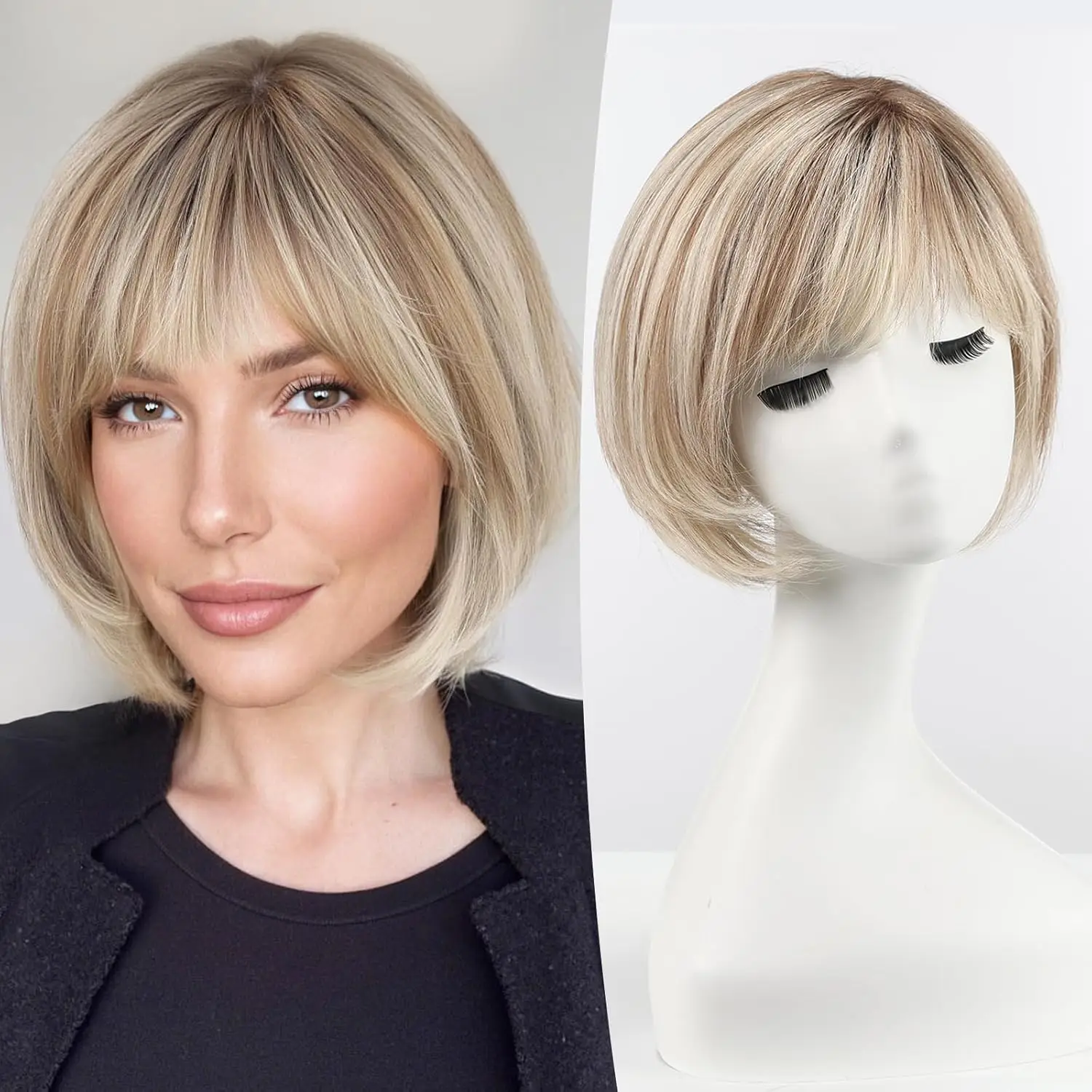 Sb6625613733a48289f786dea34db4f61H.jpg Topper / Tupet damski naturalny clip in 23cm z grzywką - obrazek 1