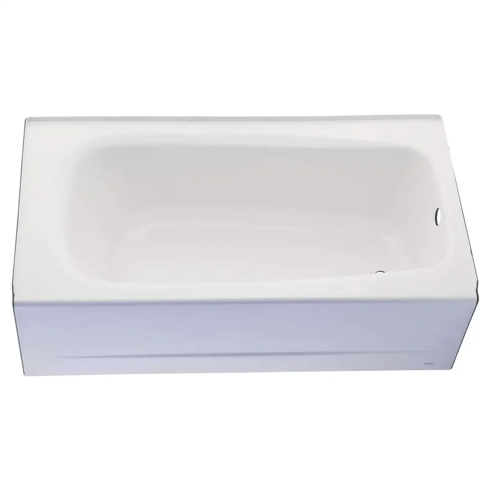 60-Inch White Textured Porcelain-Enameled Steel Bathtub Left Hand Drain Safety Padded Bars 2