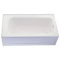 60-Inch White Textured Porcelain-Enameled Steel Bathtub Left Hand Drain Safety Padded Bars 2