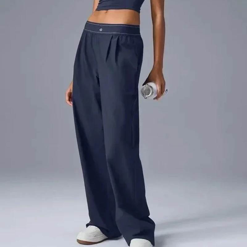 أسود ارتفاع الخصر فضفاض اليوغا السراويل في الهواء...